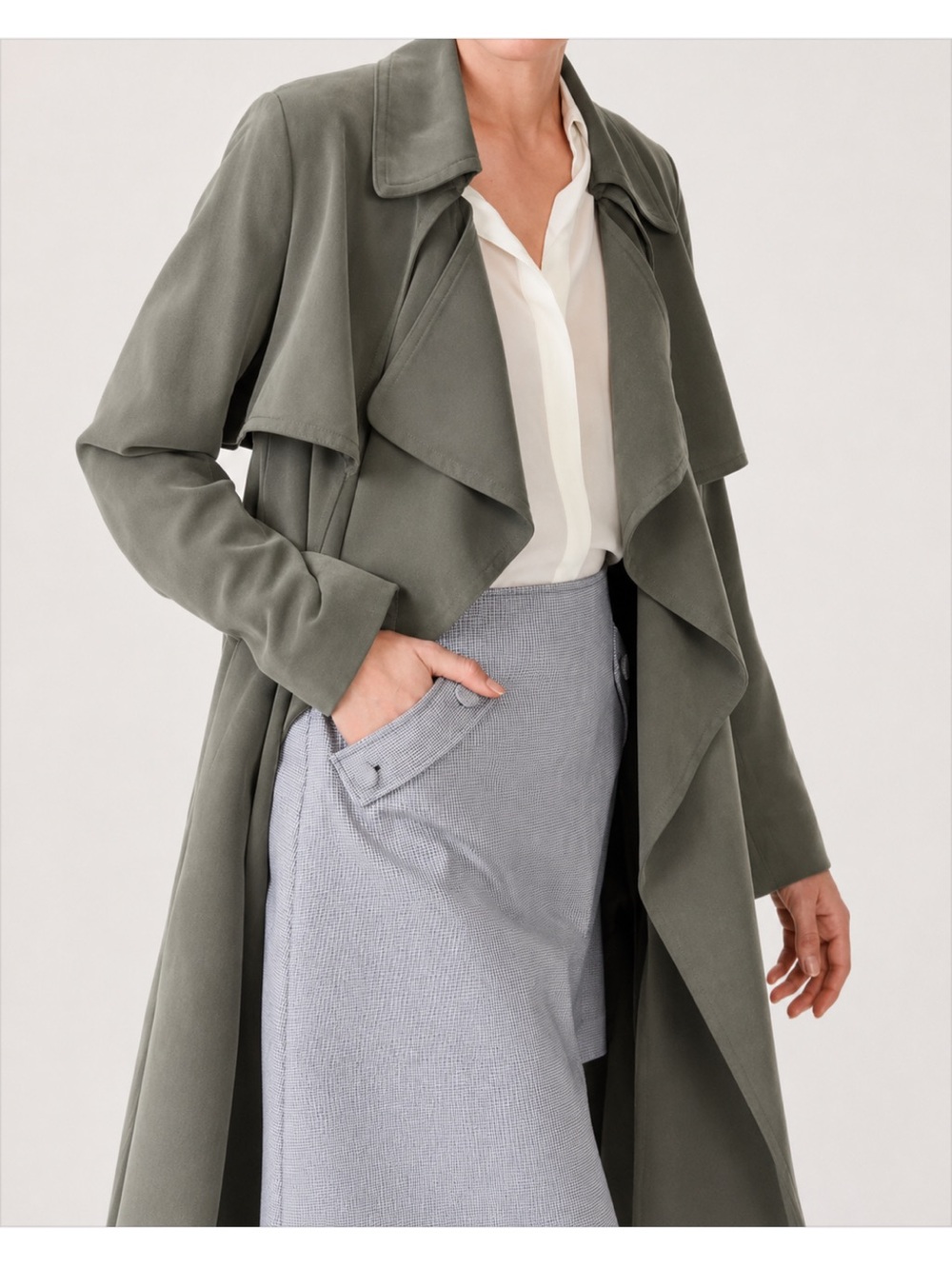 NWT - Club Monaco Claudine Olive Draped Trench Coat size S